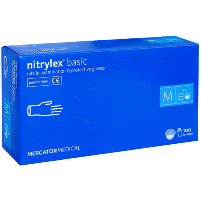 Manusi nitril nepudrate M 100 buc albastre medicale examinare Nitrilex Basic Mercator